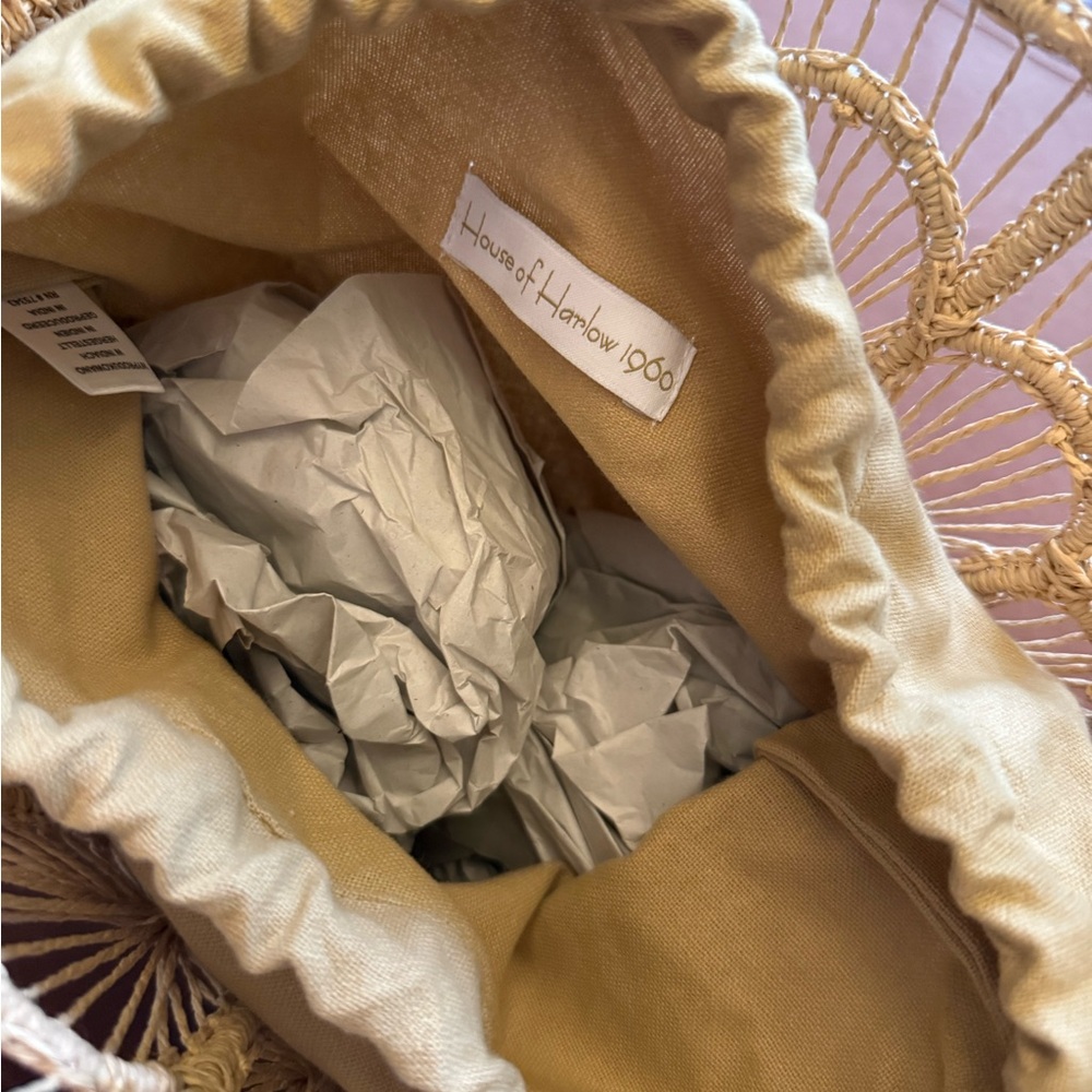 House of Harlow 1960 Natural Raffia Macramé Tote - Picture 3 of 3